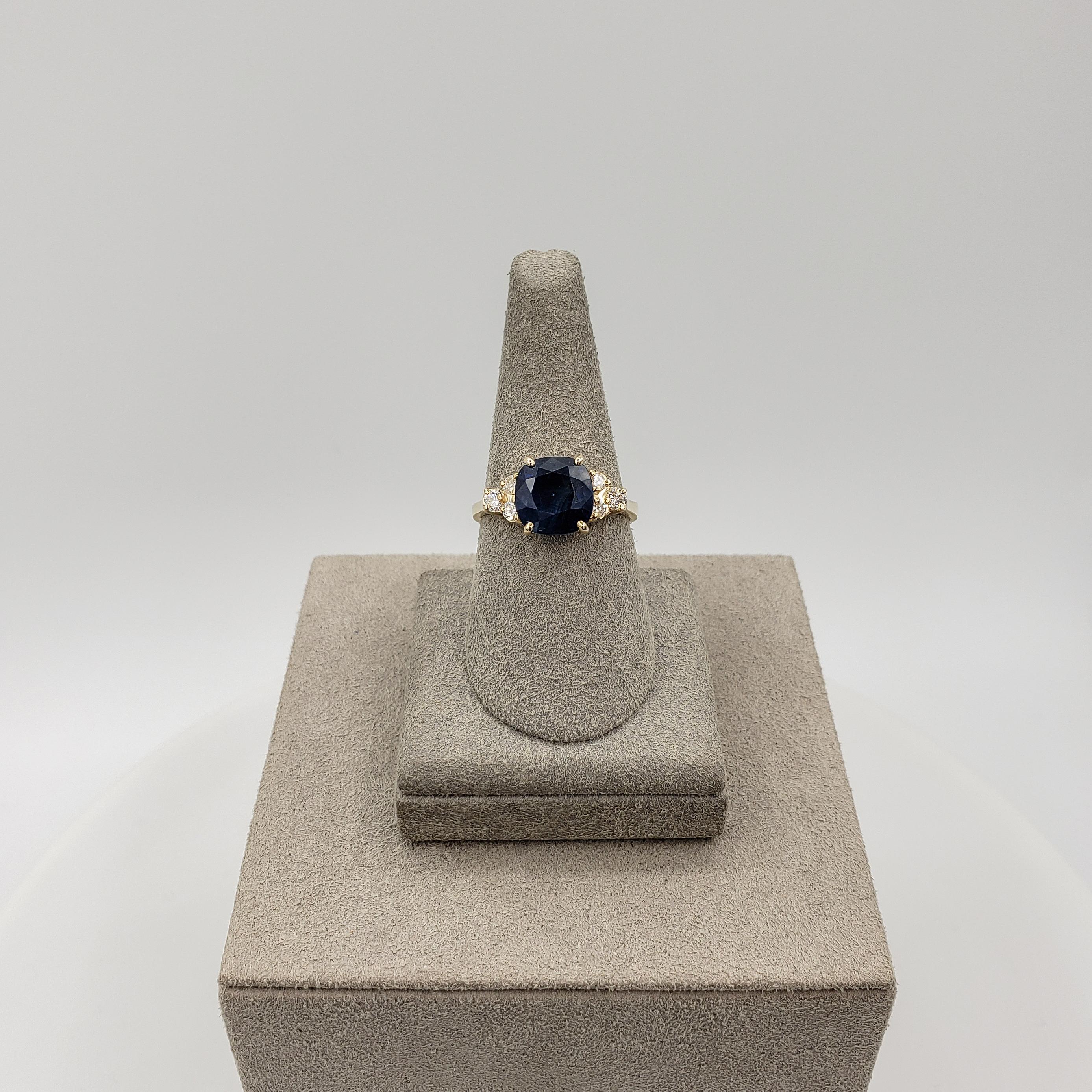 Roman Malakov 3.75 Carat Cushion Cut Blue Sapphire and Diamond Engagement Ring For Sale 1