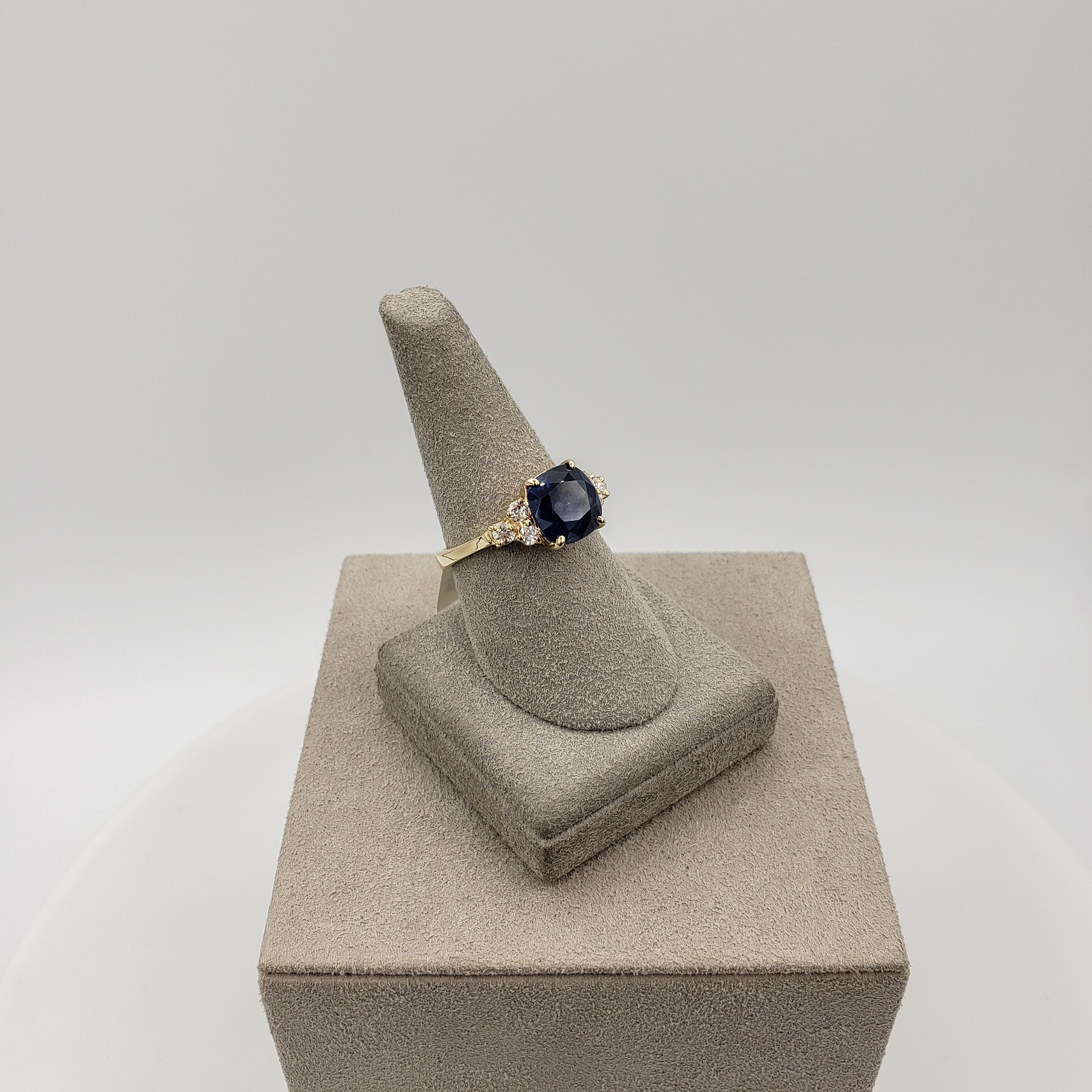 Roman Malakov 3.75 Carat Cushion Cut Blue Sapphire and Diamond Engagement Ring For Sale 2