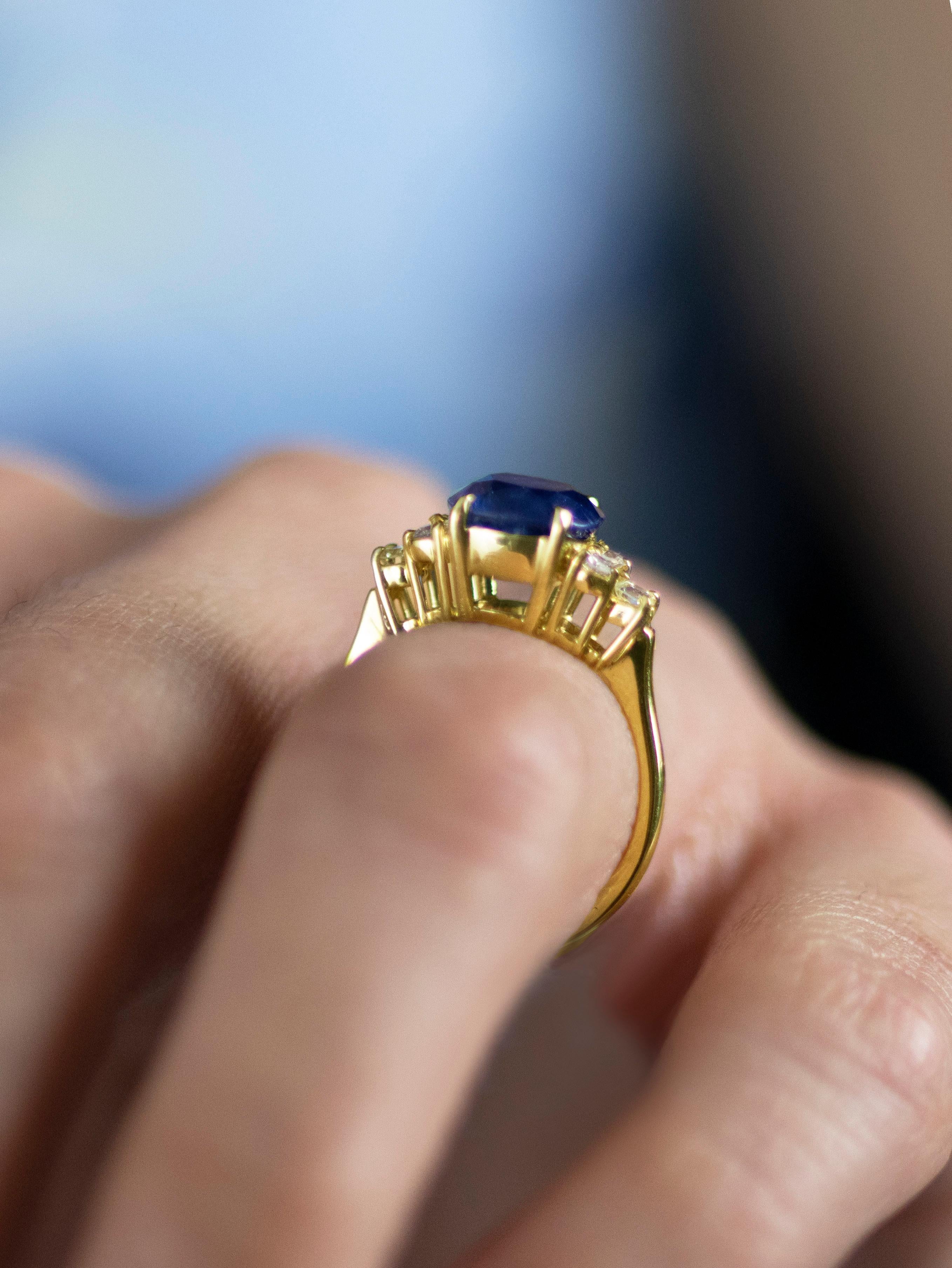 Women's Roman Malakov 3.75 Carat Cushion Cut Blue Sapphire and Diamond Engagement Ring For Sale