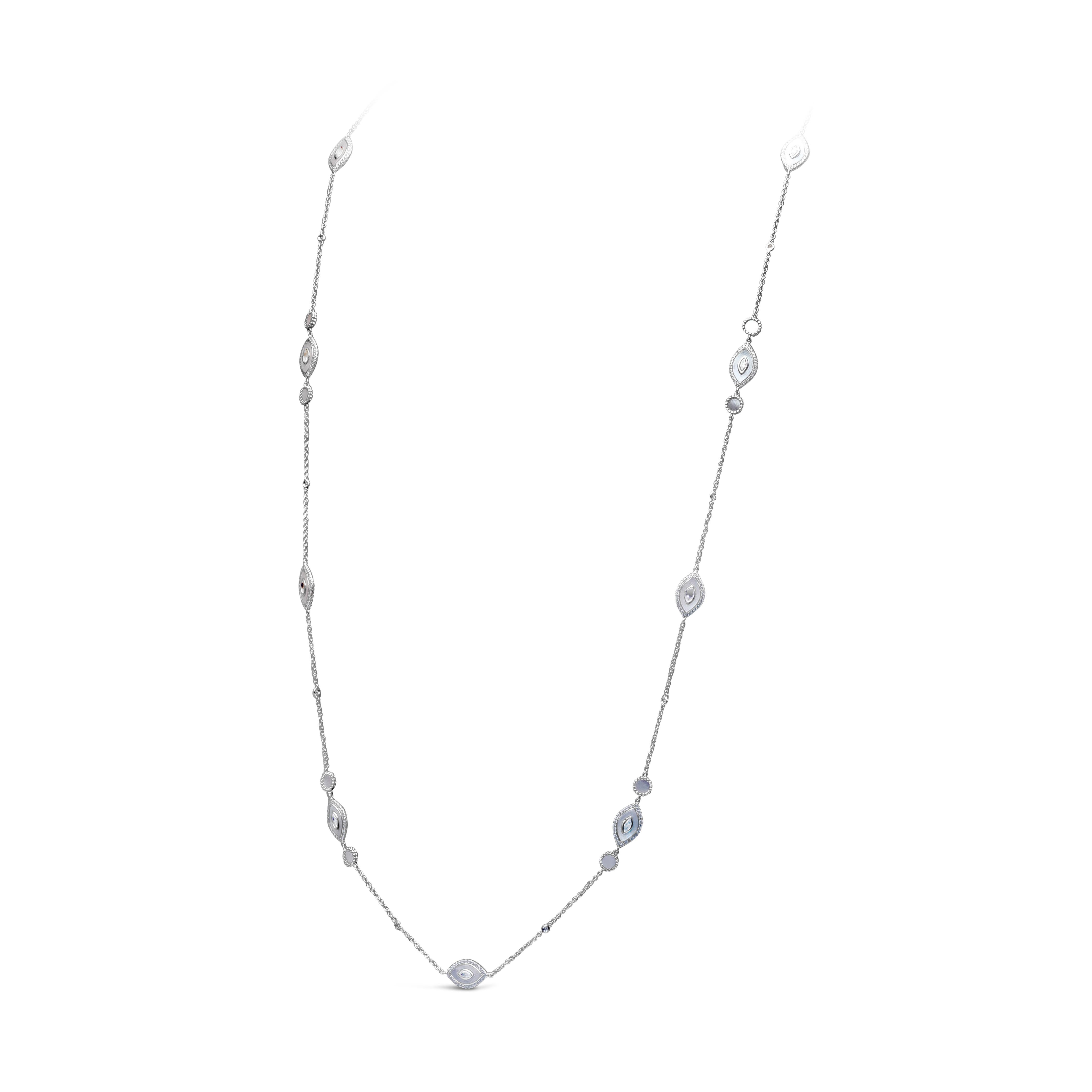 Modern Roman Malakov 3.77 Carats Total Diamonds and Mother of Pearl Long Necklace For Sale