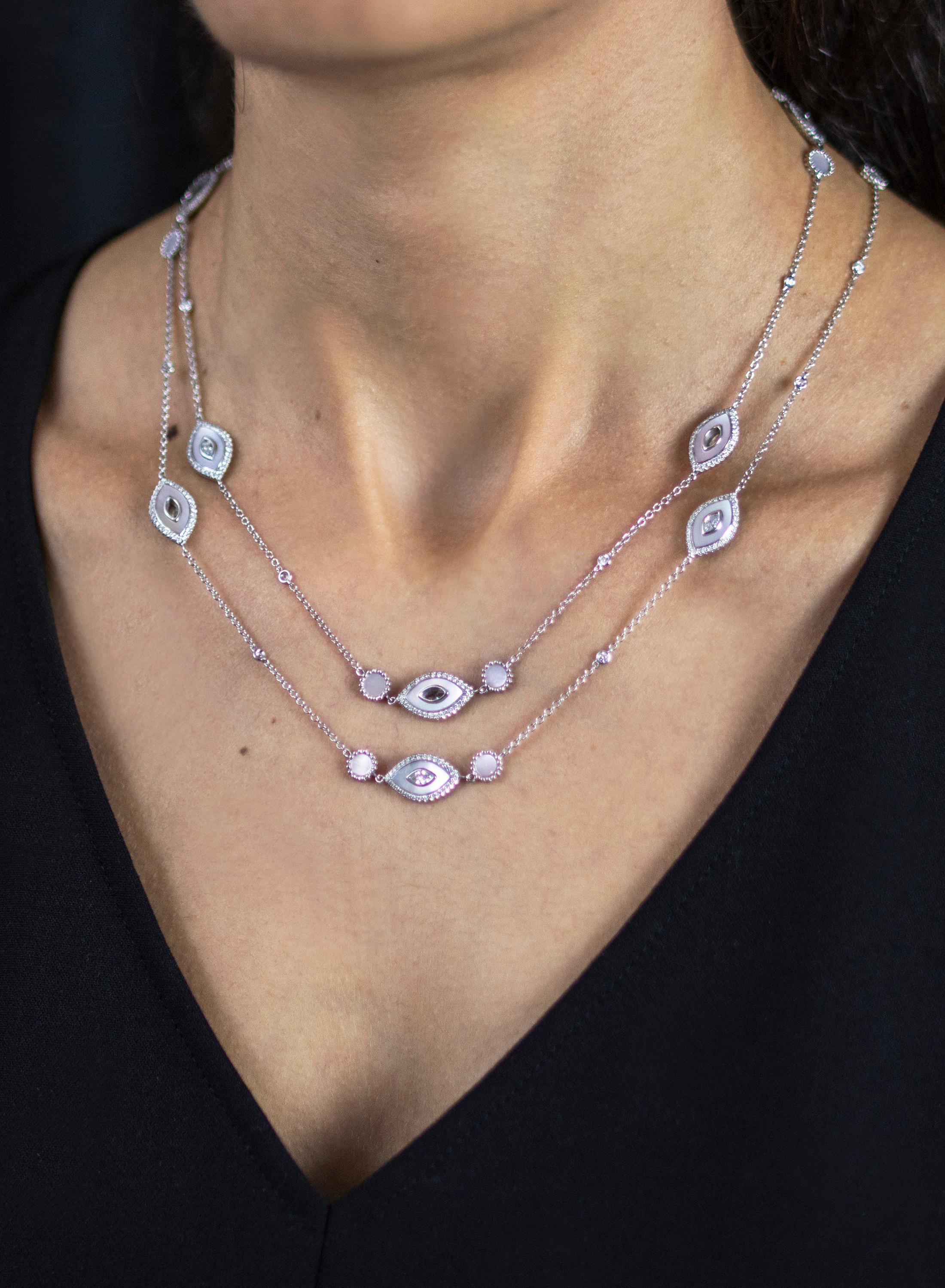 Roman Malakov, collier long en nacre et diamants de 3,77 carats au total en vente 2