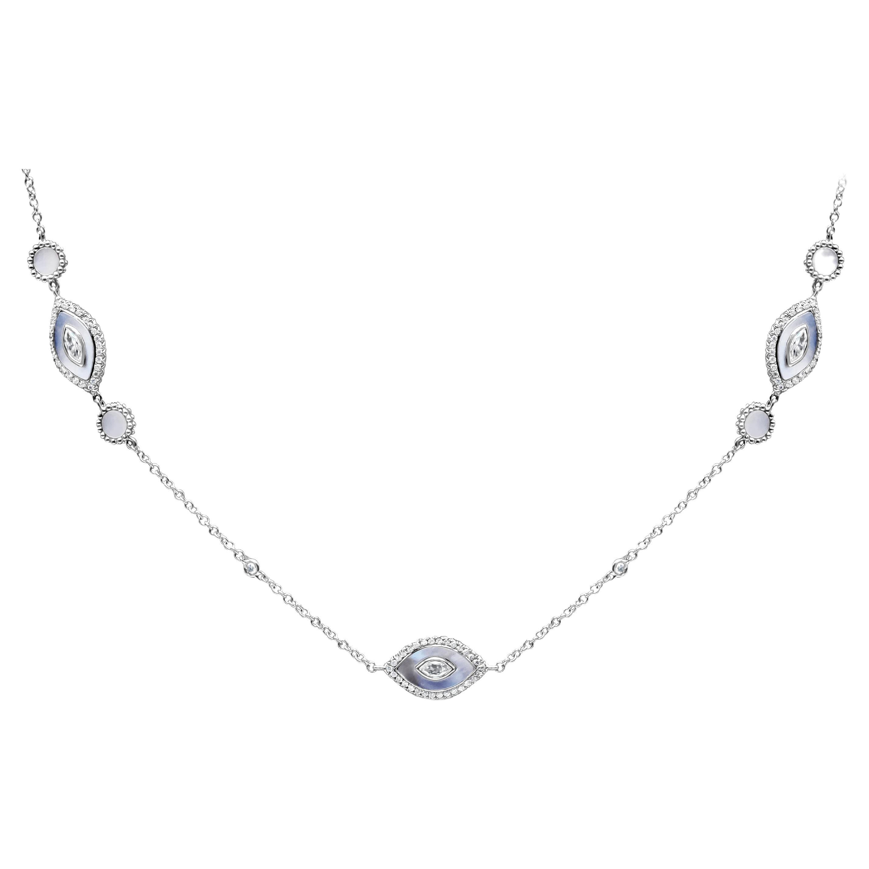 Roman Malakov Collar largo de 3,77 quilates de diamantes totales y nácar