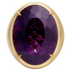 Roman Malakov 37.76 Carats Oval Cut Amethyst Cocktail Ring in 18K Yellow Gold