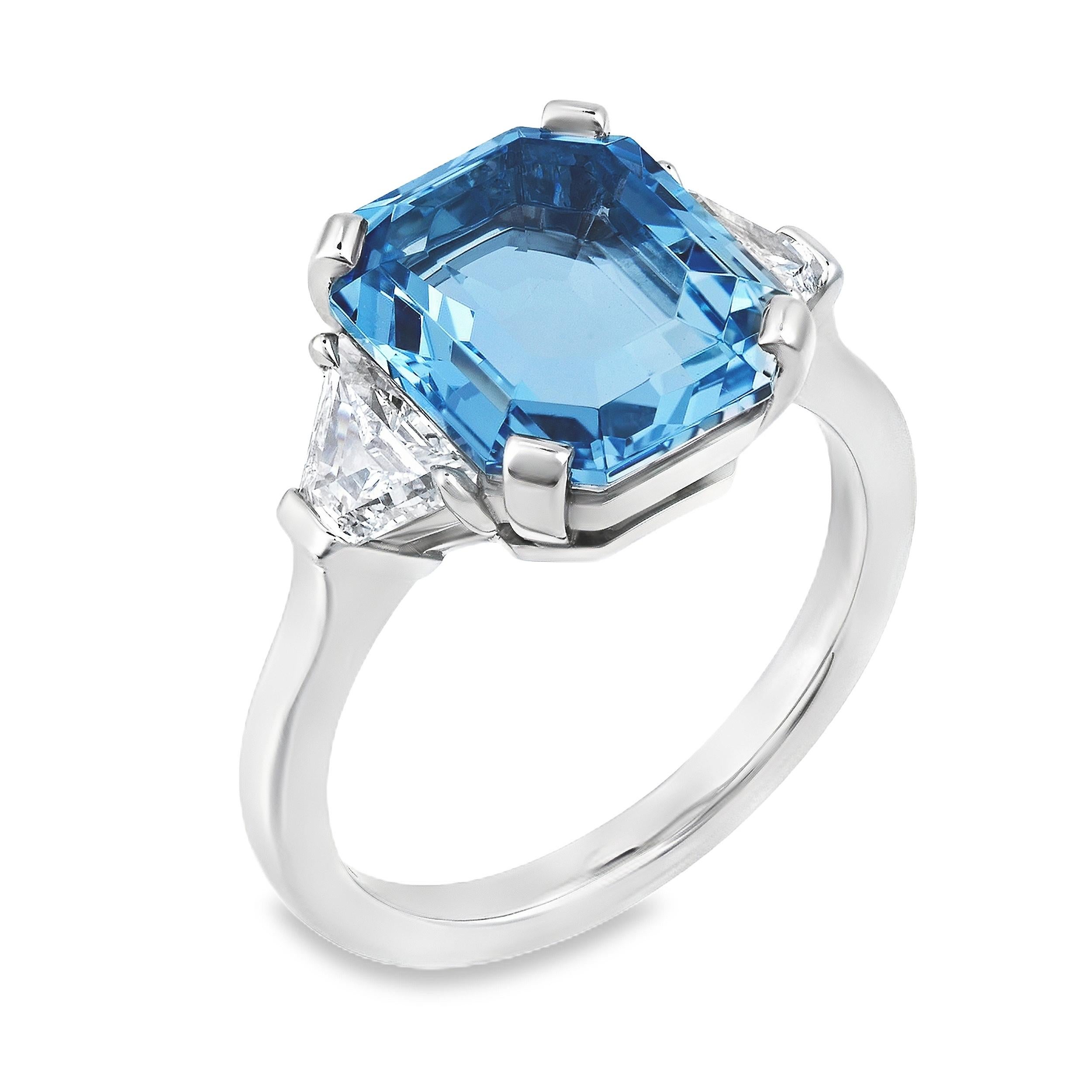 Roman Malakov 3,84 Karat Aquamarin im Smaragdschliff und Diamant-Verlobungsring (Zeitgenössisch) im Angebot