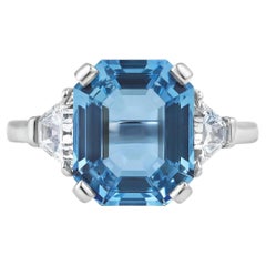 Roman Malakov 3.84 Carat Emerald Cut Aquamarine and Diamond Engagement Ring
