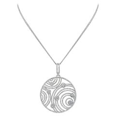 Roman Malakov Diamonds, collana con ciondolo a cerchio con diamanti tondi e brillanti da 3,87 carati totali