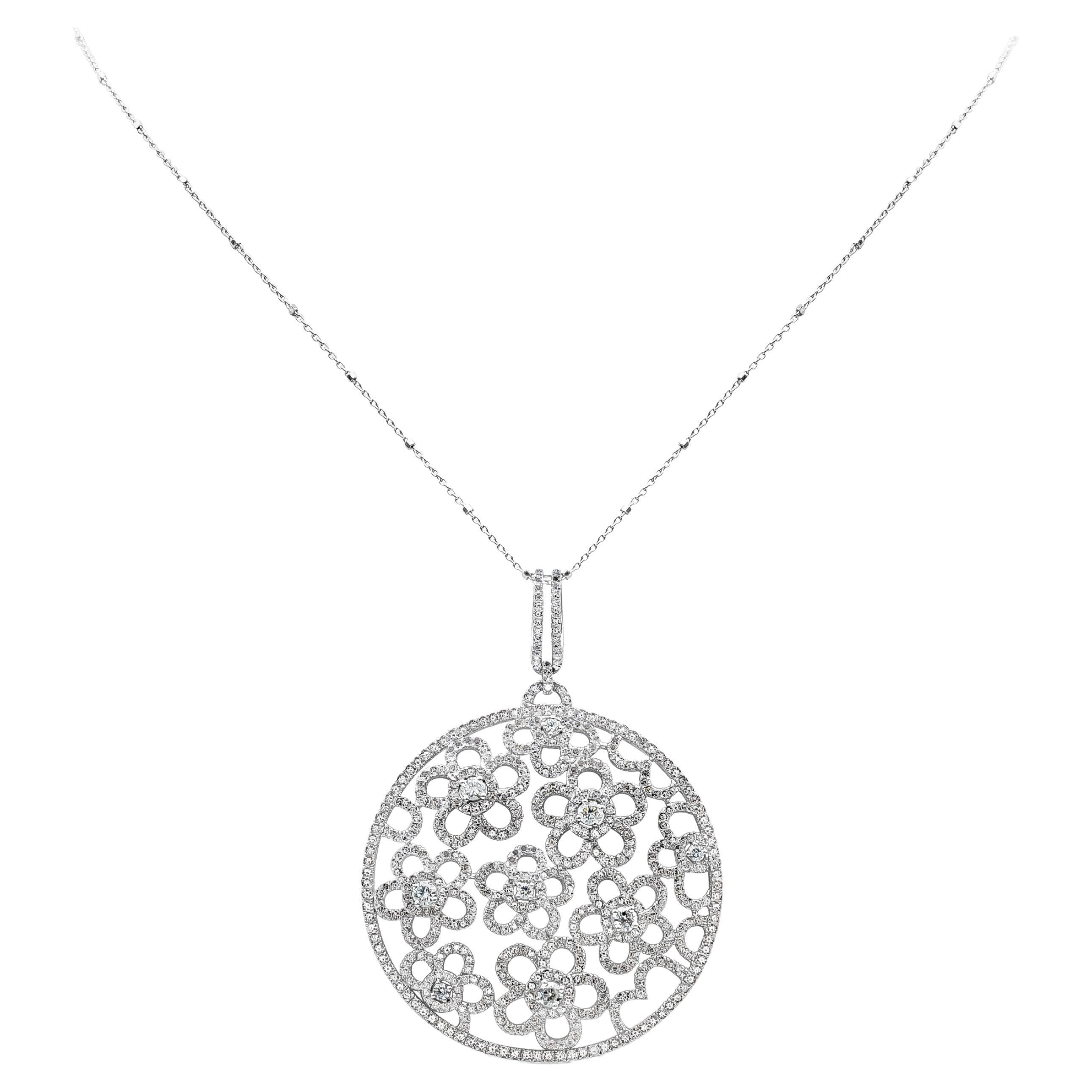 Roman Malakov, collier à pendentif « O » en diamants ronds brillants de 3,92 carats au total