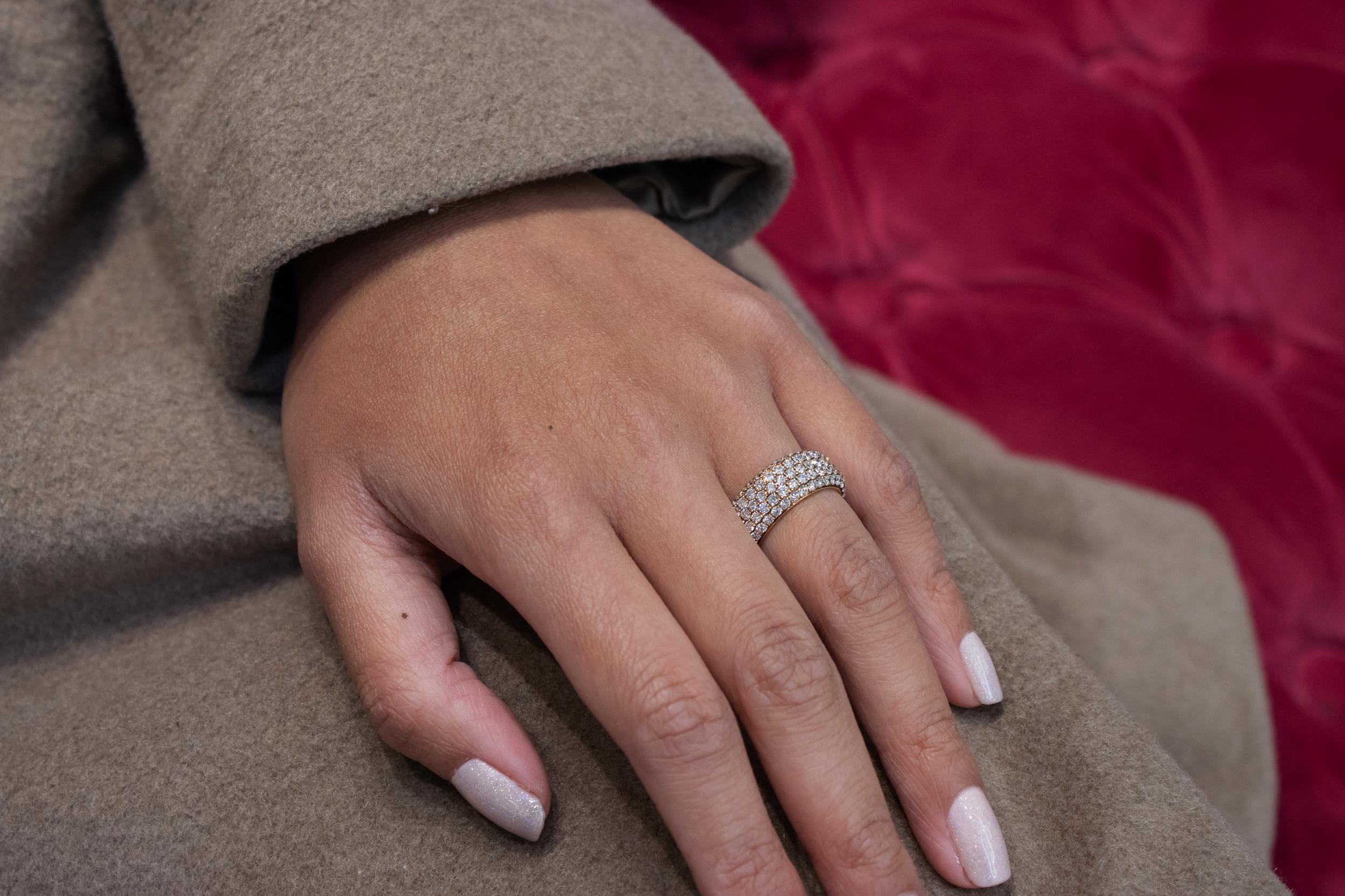 Contemporary Roman Malakov 4.00 Carat Round Diamond Five Row Micro-Pave Eternity Wedding Band