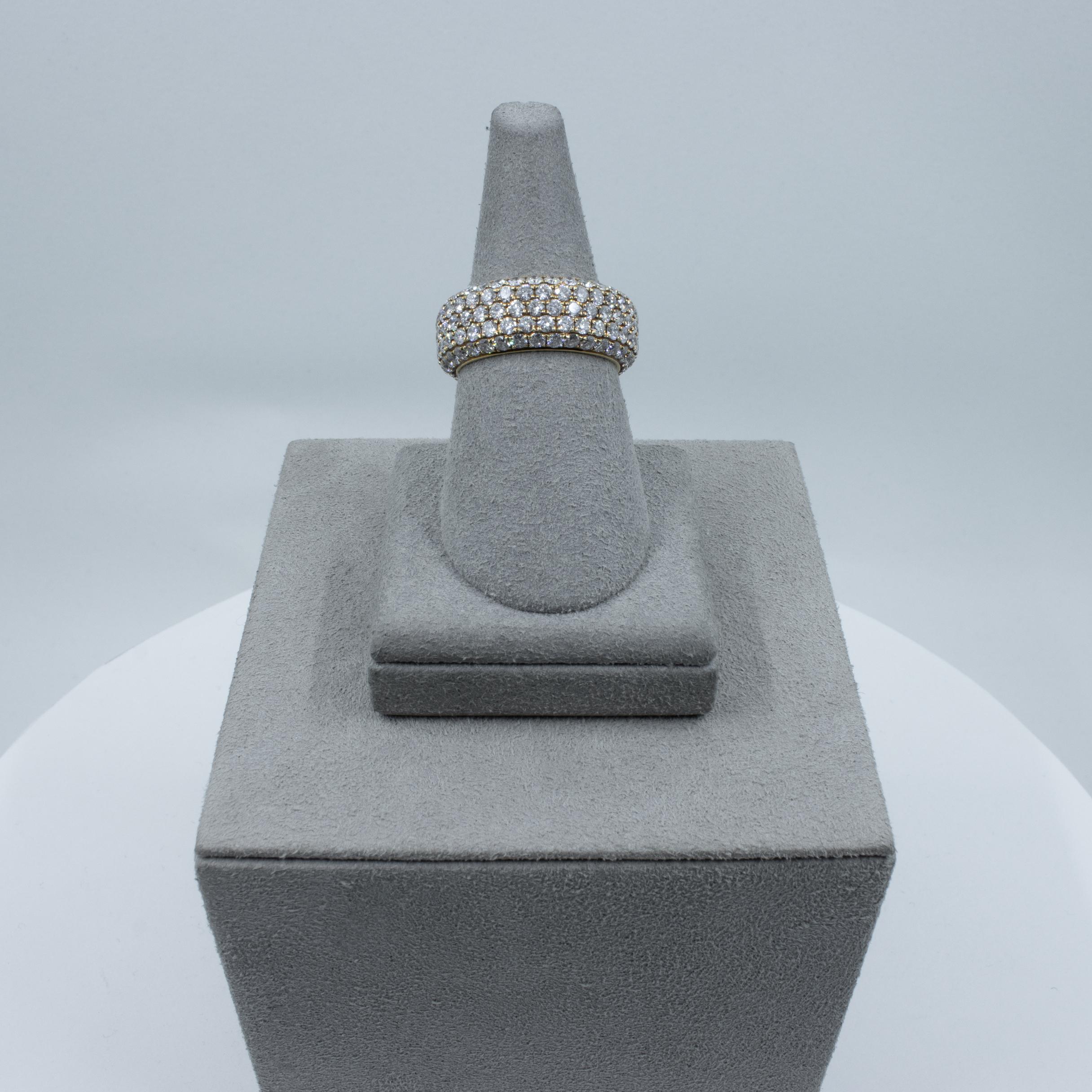 Roman Malakov 4.00 Carat Round Diamond Five Row Micro-Pave Eternity Wedding Band In New Condition For Sale In New York, NY