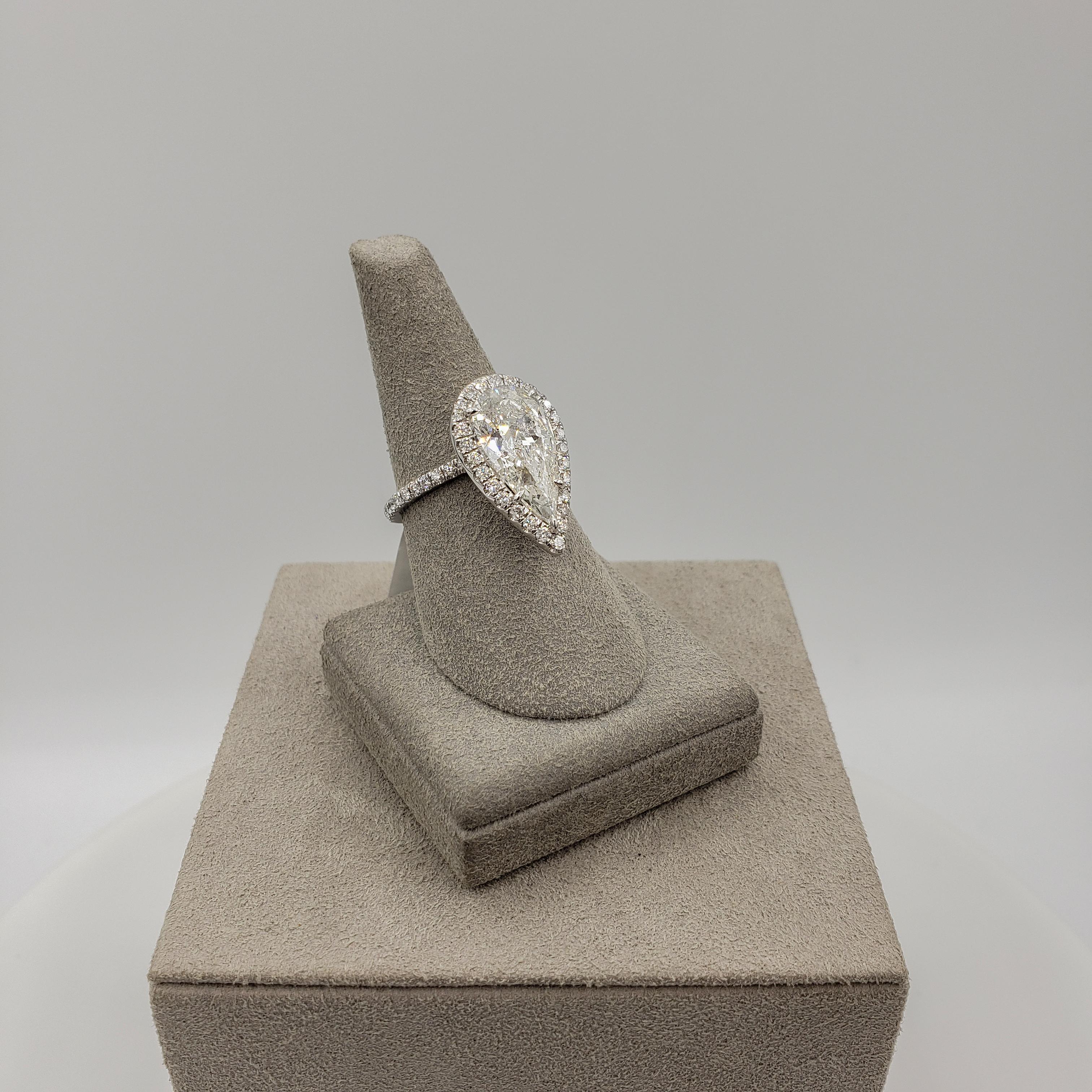 Contemporary Roman Malakov 4.03 Carat Pear Shape Diamond Halo Engagement Ring