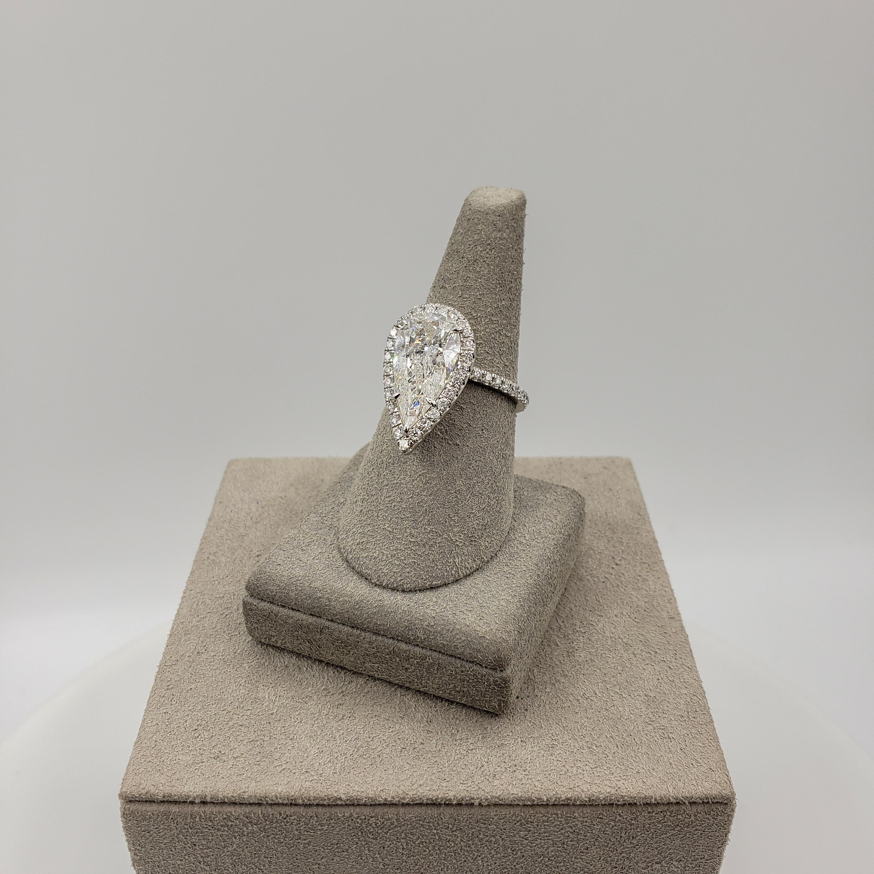 Pear Cut Roman Malakov 4.03 Carat Pear Shape Diamond Halo Engagement Ring