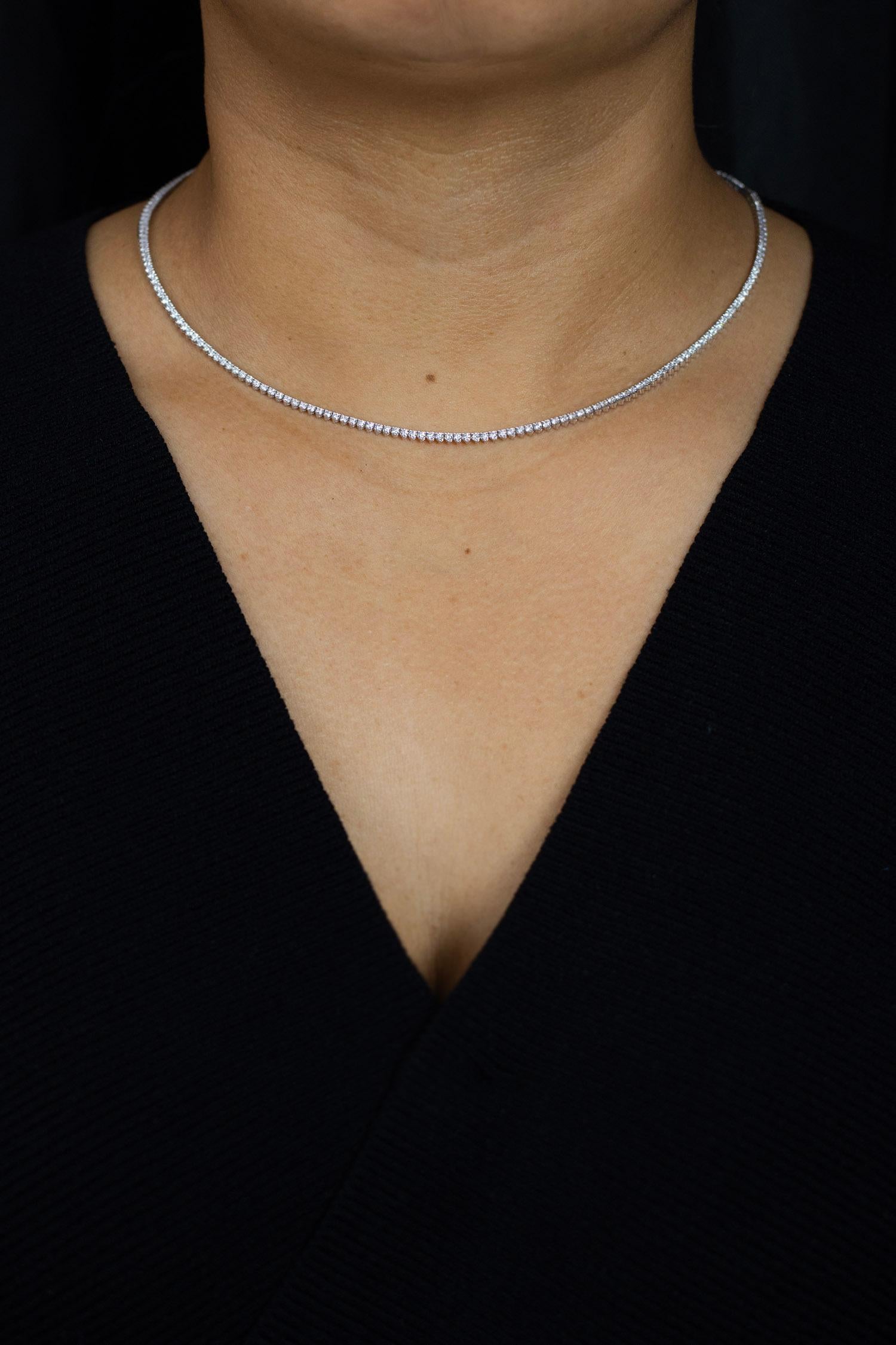 Round Cut Roman Malakov 4.03 Carats Total Round Brilliant Cut Diamond Tennis Necklace