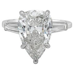 Roman Malakov GIA Certified 4.04 Pear Shape Three-Stone Diamond Engagement Ring
