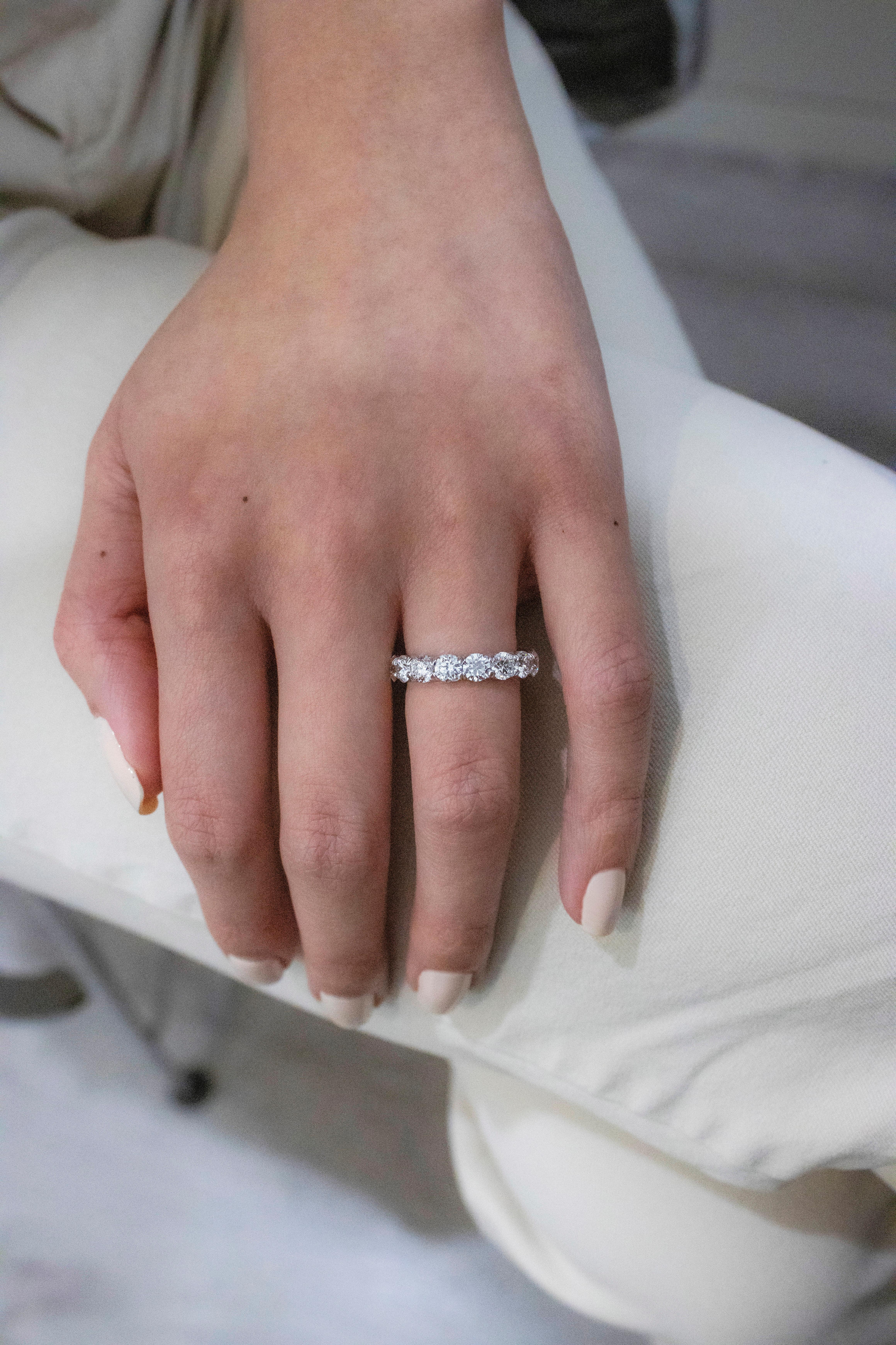 Modern Roman Malakov 4.04 Carat Total Round Diamond Eternity Wedding Band Ring For Sale