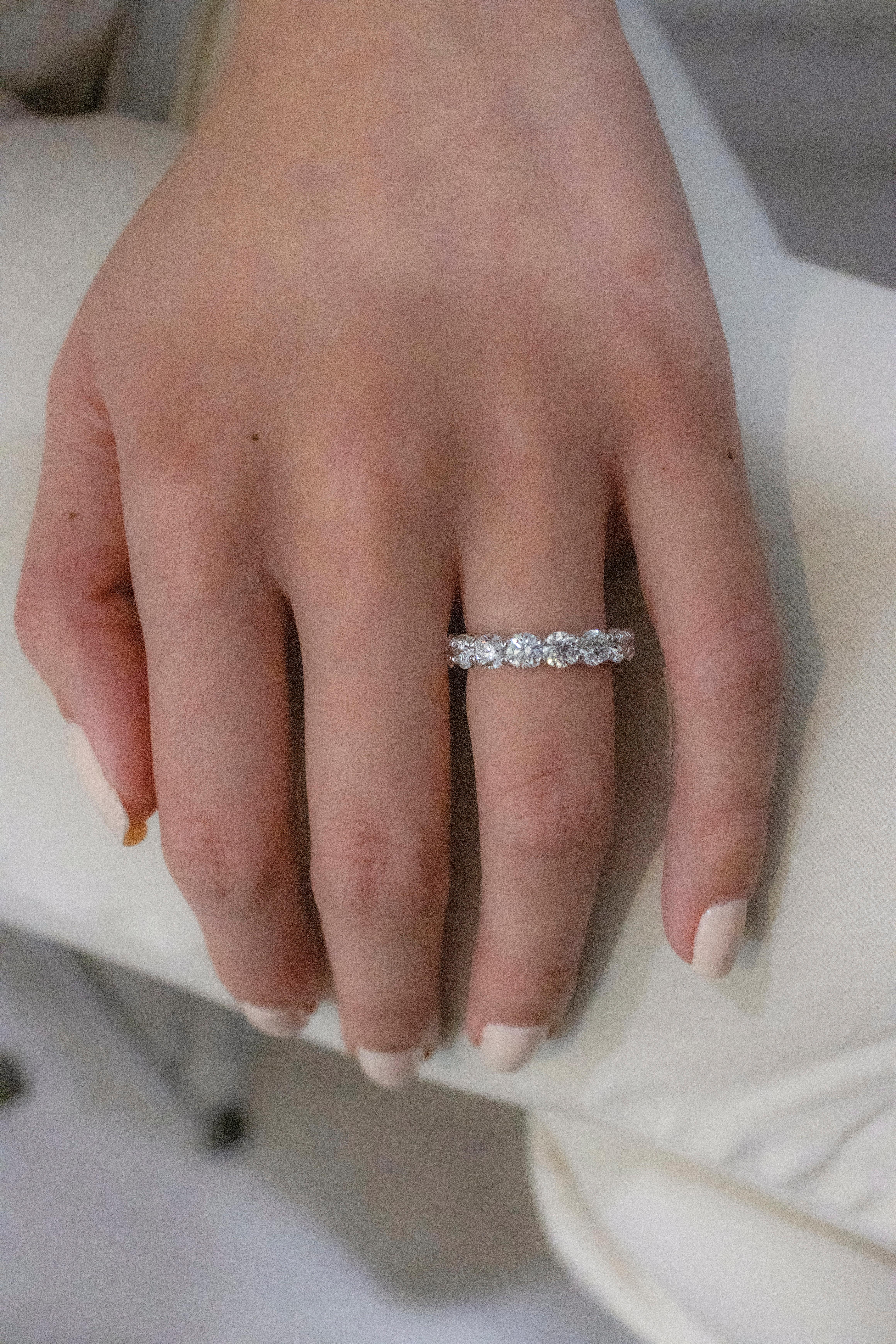 Round Cut Roman Malakov 4.04 Carat Total Round Diamond Eternity Wedding Band Ring For Sale