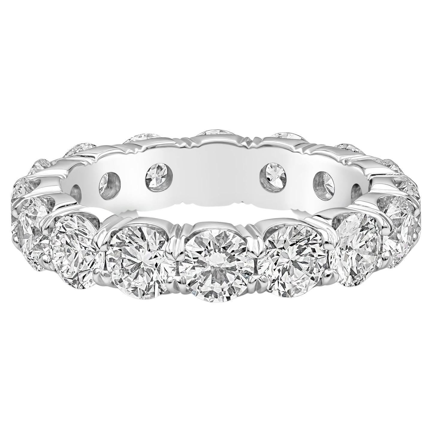 Roman Malakov 4.04 Carat Total Round Diamond Eternity Wedding Band Ring For Sale