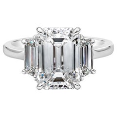 Roman Malakov, 4.07 Carat Emerald Cut Diamond Three-Stone Engagement Ring