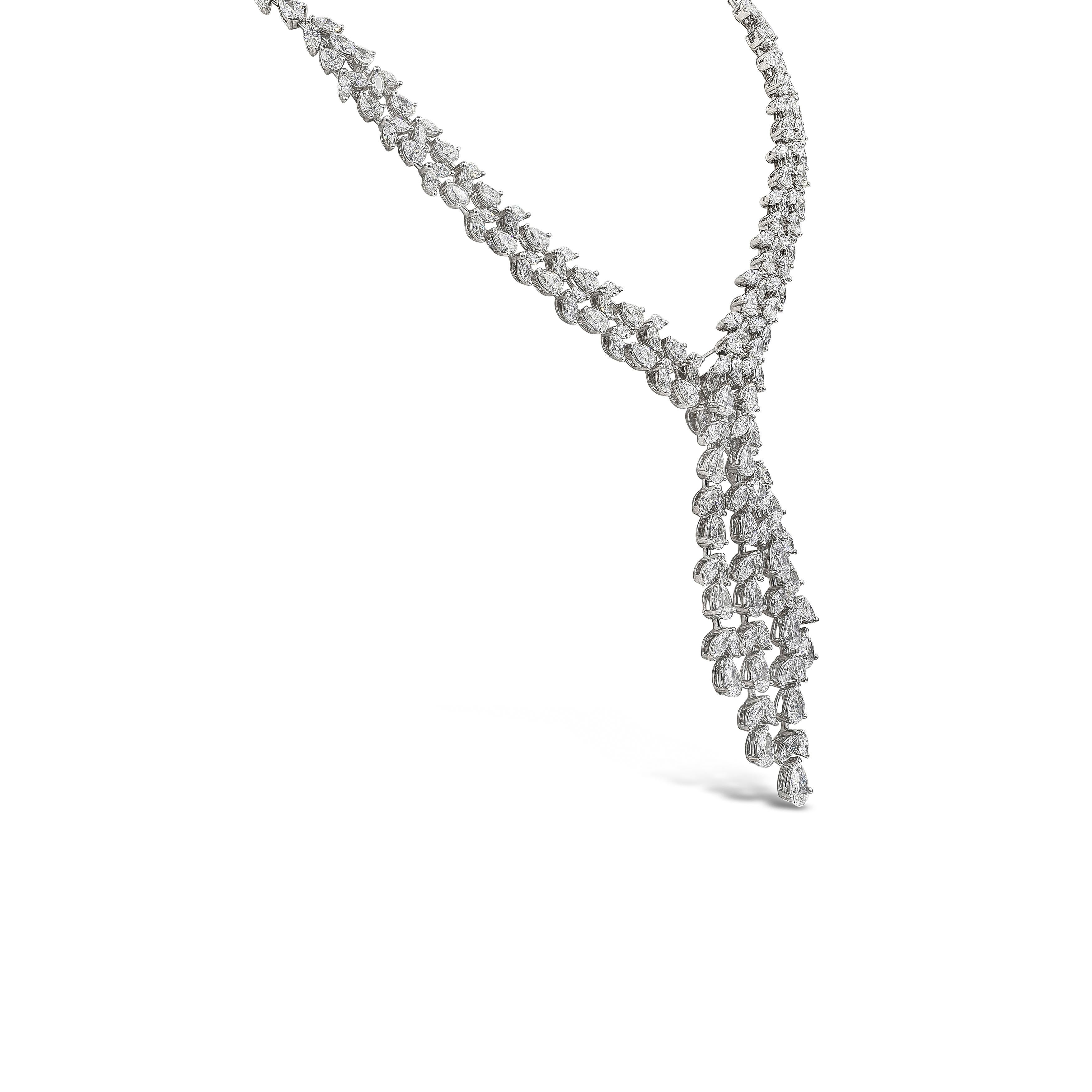 Contemporary Roman Malakov, 40.94 Carat Pear and Marquise Cut Diamond Drop Necklace