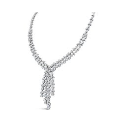 Roman Malakov 41.21 Carats Total Mixed-Cut Diamond Cluster Drop Necklace