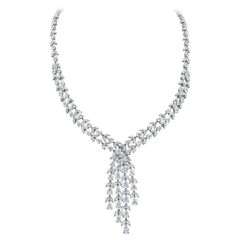 Boucles D'oreilles Pendantes En Argent 925 – Diamants Blancs CZ Taille Marquise Et Poire, Style Art Deco, Neuf Avec étiquettes