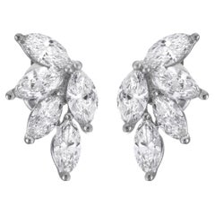 Roman Malakov 4.18 Carats Total Marquise-Cut Diamond Cluster Stud Earrings