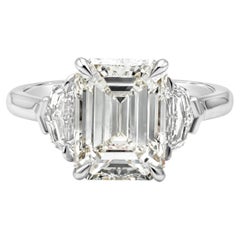 Roman Malakov, 4.20 Carat Emerald Cut Diamond Three Stone Engagement Ring
