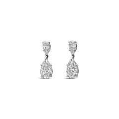 Roman Malakov GIA Certified 3.20 Carat Pear Shape Diamond Dangle Earrings