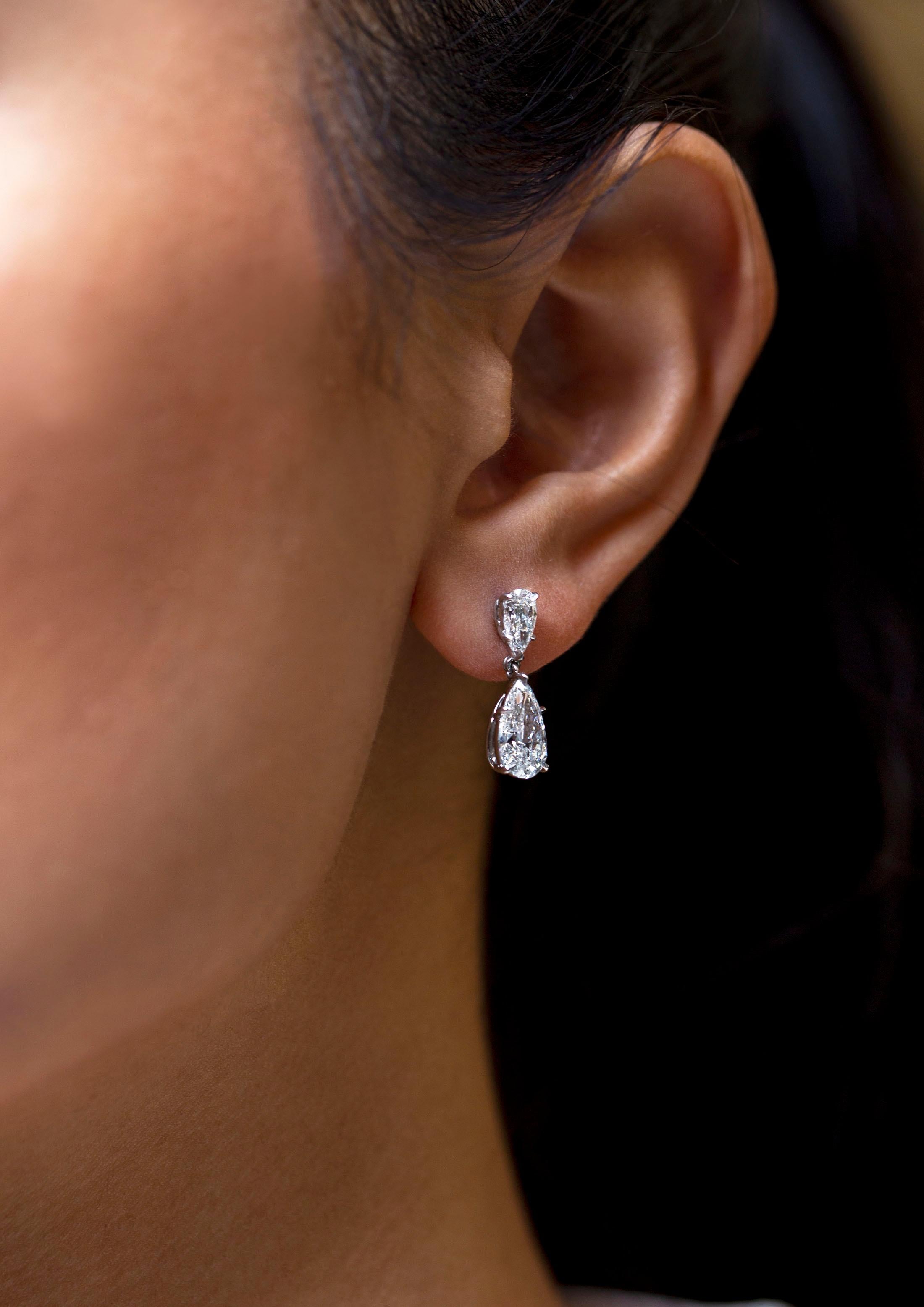 Roman Malakov GIA-zertifizierte 3,20 Karat birnenförmige Diamant-Ohrringe im Zustand „Neu“ im Angebot in New York, NY