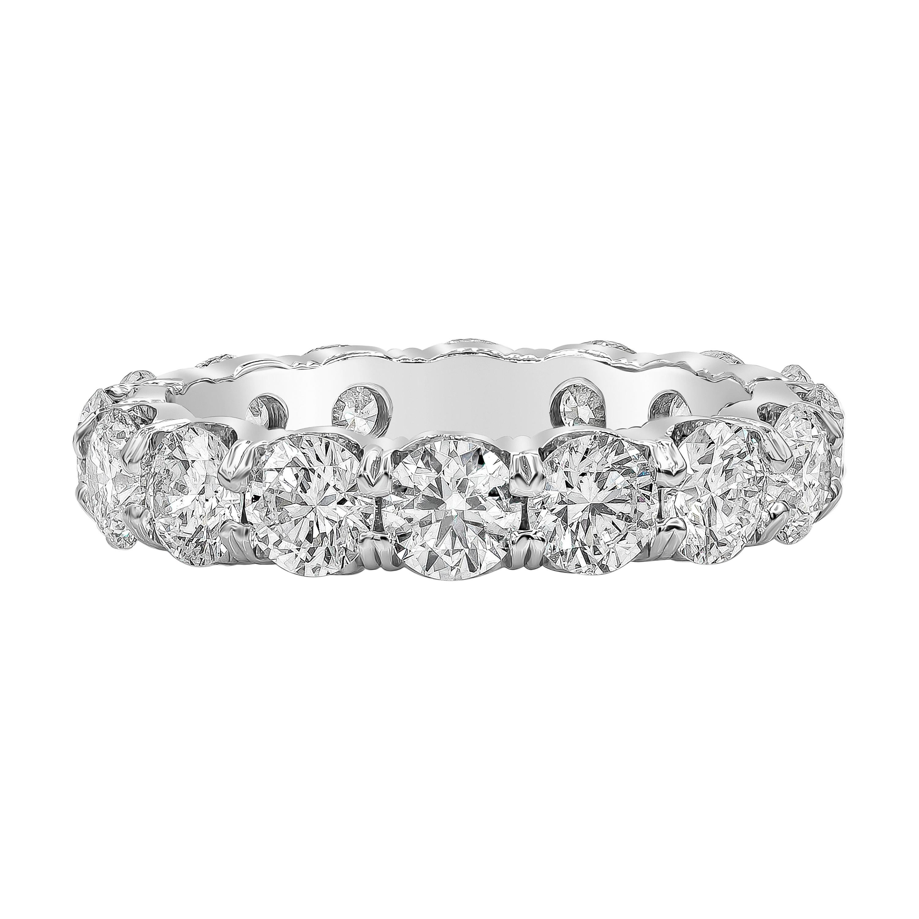 Roman Malakov 4.22 Carat Total Round Diamond Eternity Wedding Band Ring For Sale