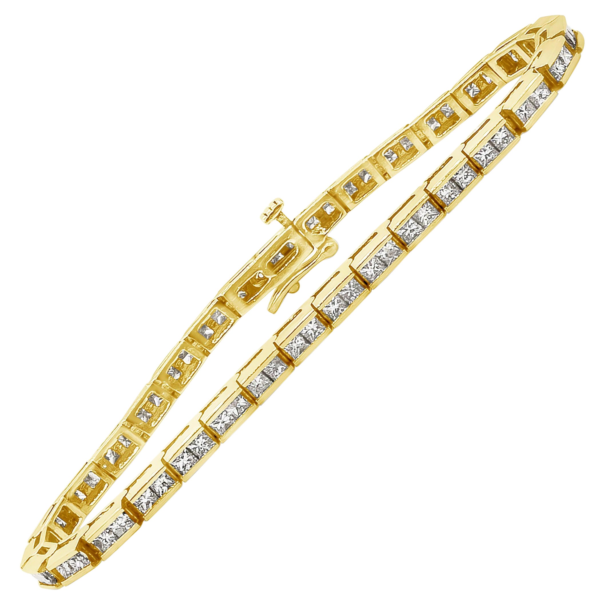 Roman Malakov Brazalete de tenis con canal de diamantes talla princesa de 4.30 quilates totales