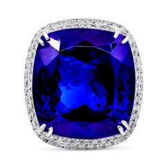 Roman Malakov 44.04 Carats Cushion Cut Tanzanite & Diamond Cocktail Ring