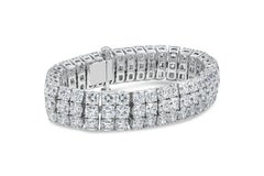 Roman Malakov Pulsera de tenis de tres filas de diamantes talla cojín total de 44,30 quilates