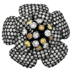 Roman Malakov 4.53 Carat Fancy Color and White Diamond Flower Ring