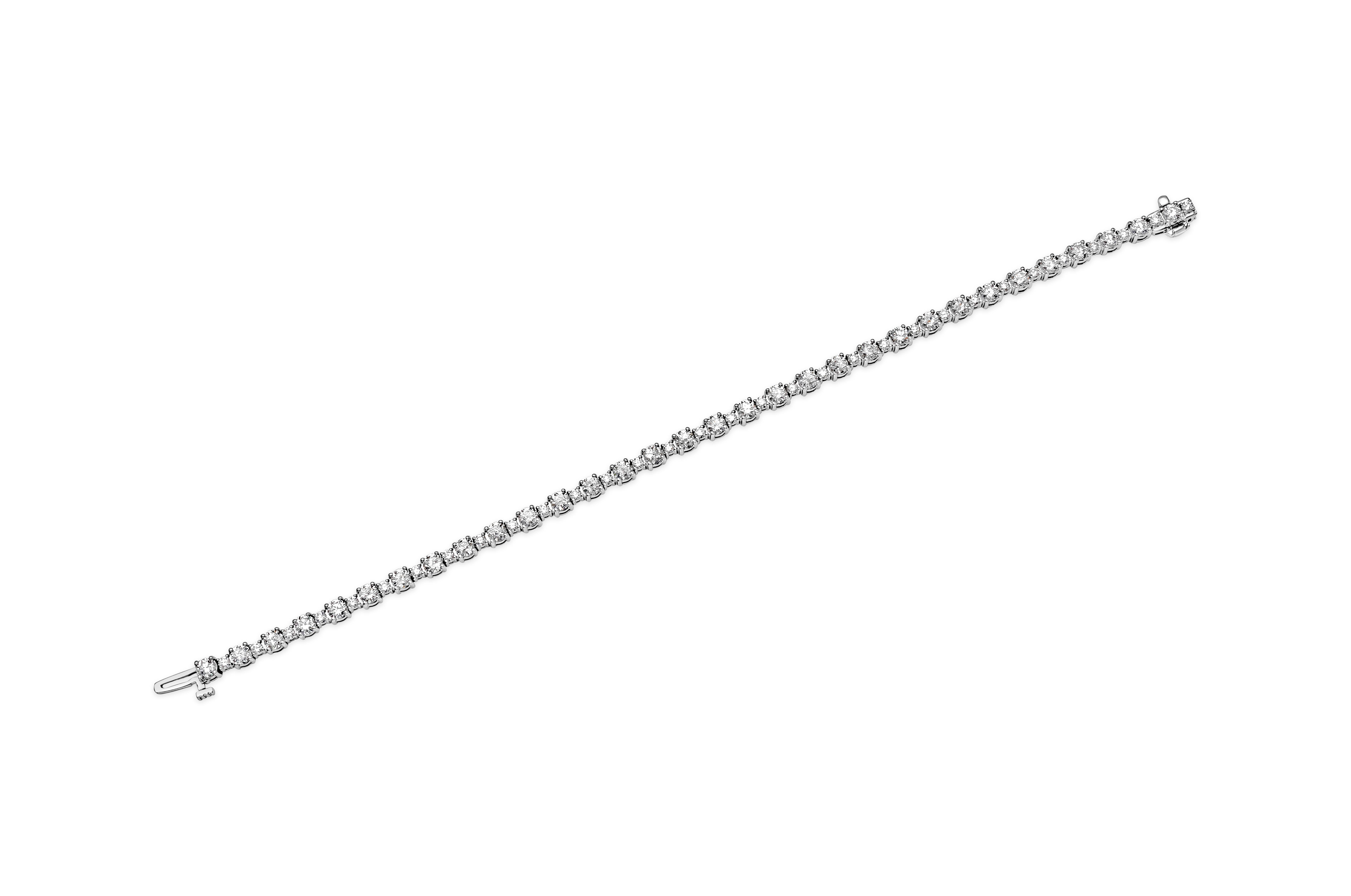 Contemporain Roman Malakov Diamonds Bracelet Tennis 4.53 Carats Total Round Brilliant Cut Diamond en vente