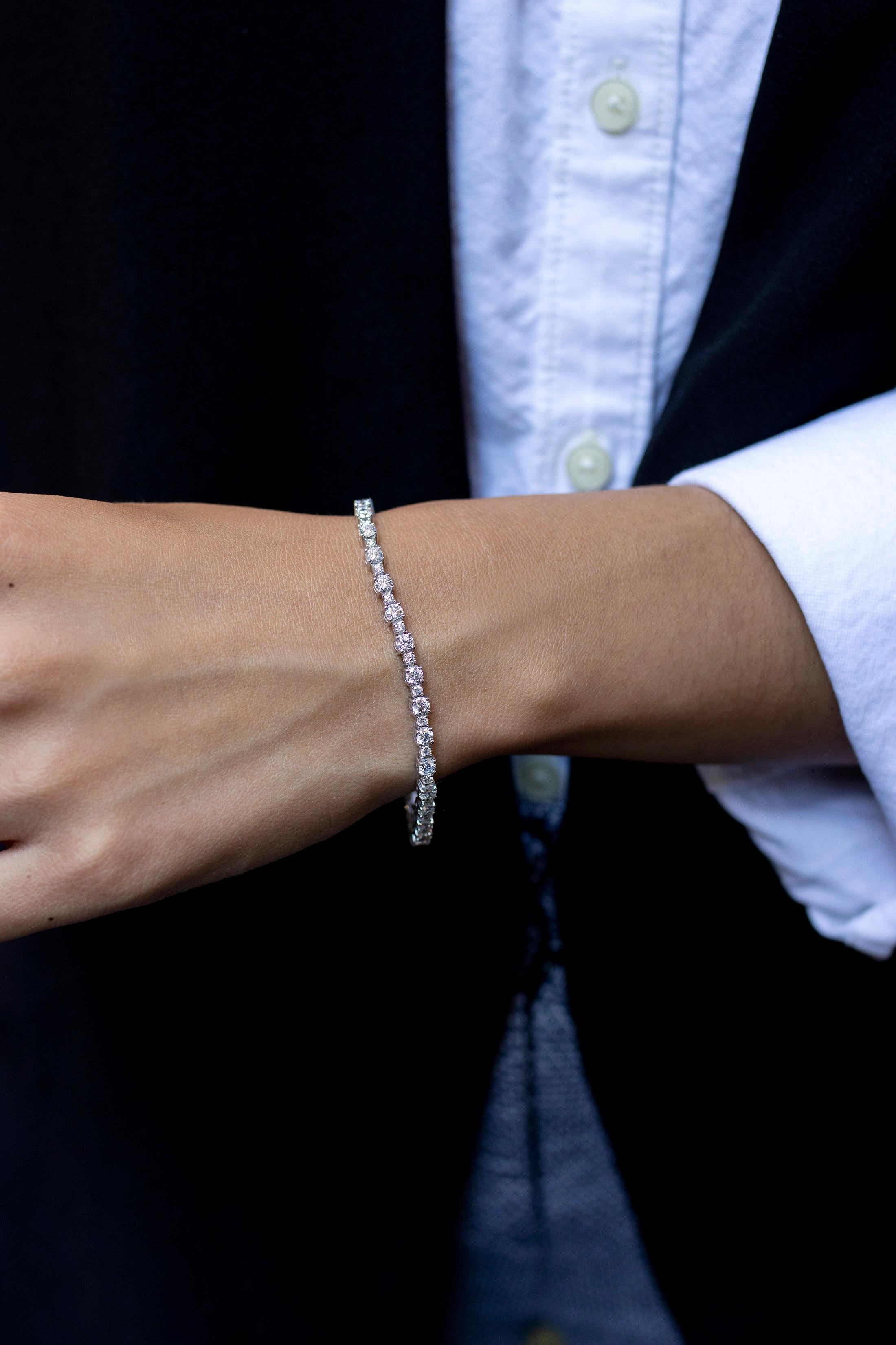 Roman Malakov Diamonds Bracelet Tennis 4.53 Carats Total Round Brilliant Cut Diamond Pour femmes en vente