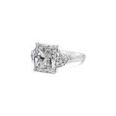 GIA Certified 4.53 Carat Total Radiant Cut Three Stone Engagement Ring