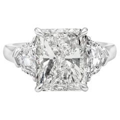 GIA Certified 4.53 Carat Total Radiant Cut Three Stone Engagement Ring