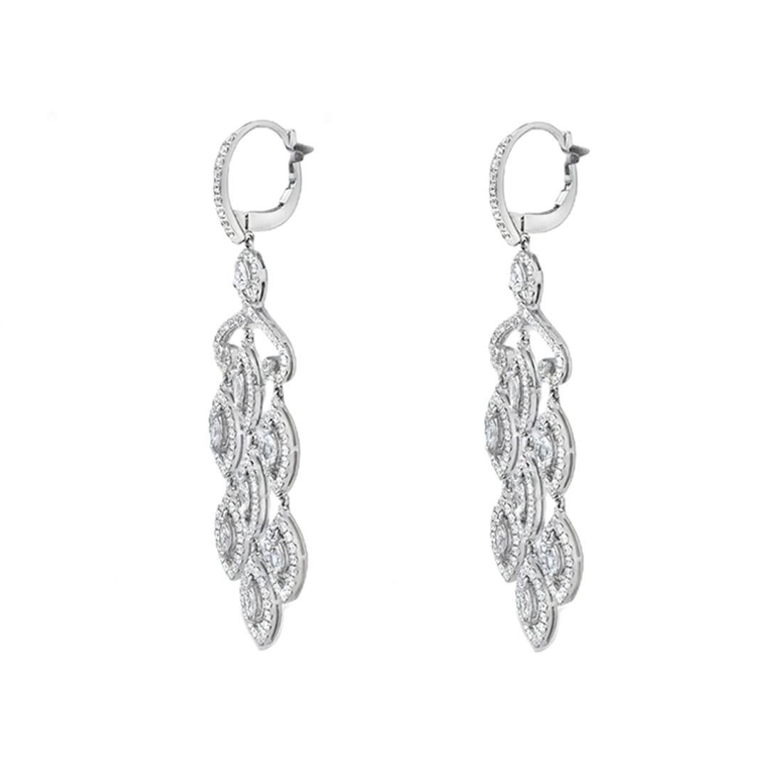 Roman Malakov 4,56 Karat Diamant-Halo-Kronleuchter-Ohrringe mit gemischtem Schliff (Zeitgenössisch) im Angebot