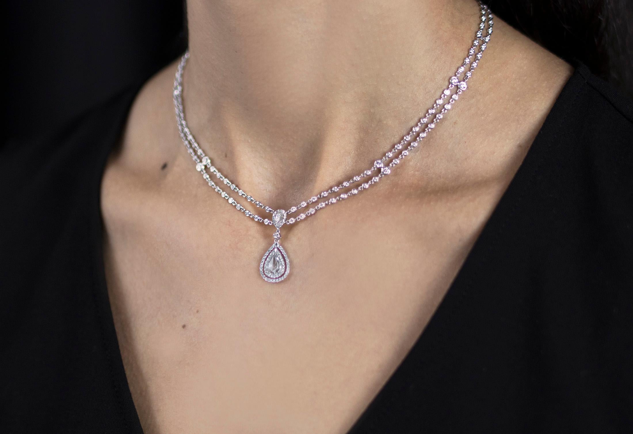 Roman Malakov, collier goutte d'eau en diamants taille rose de 4,62 carats Neuf - En vente à New York, NY