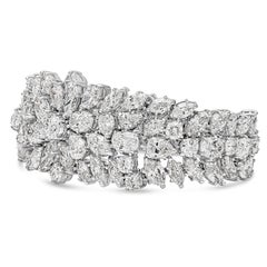 Roman Malakov 53.80 Carats Fancy Cut Diamond White Gold & Platinum Bracelet
