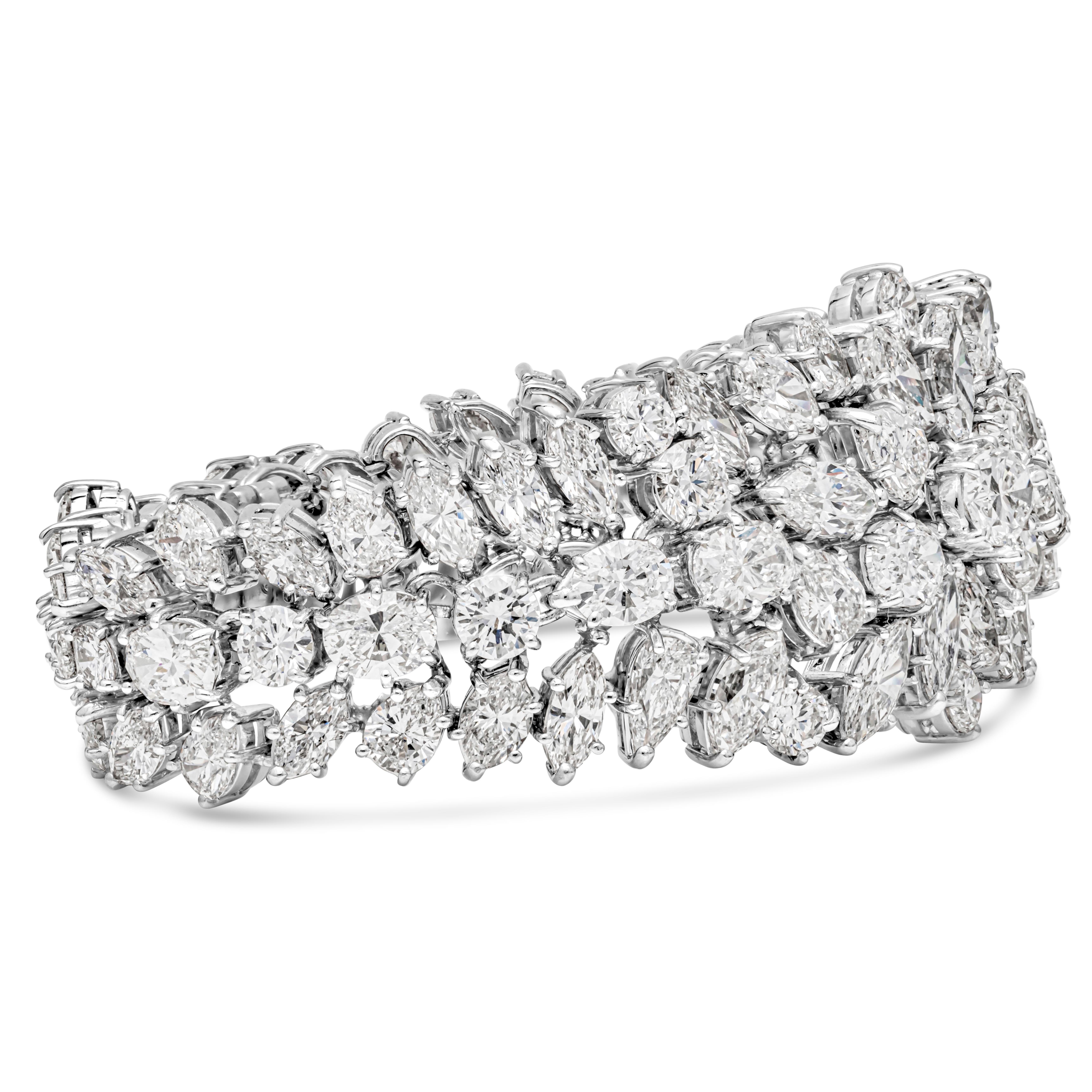 Taille mixte Roman Malakov Bracelet moderne avec 46,50 carats de diamants taille fantaisie au total en vente