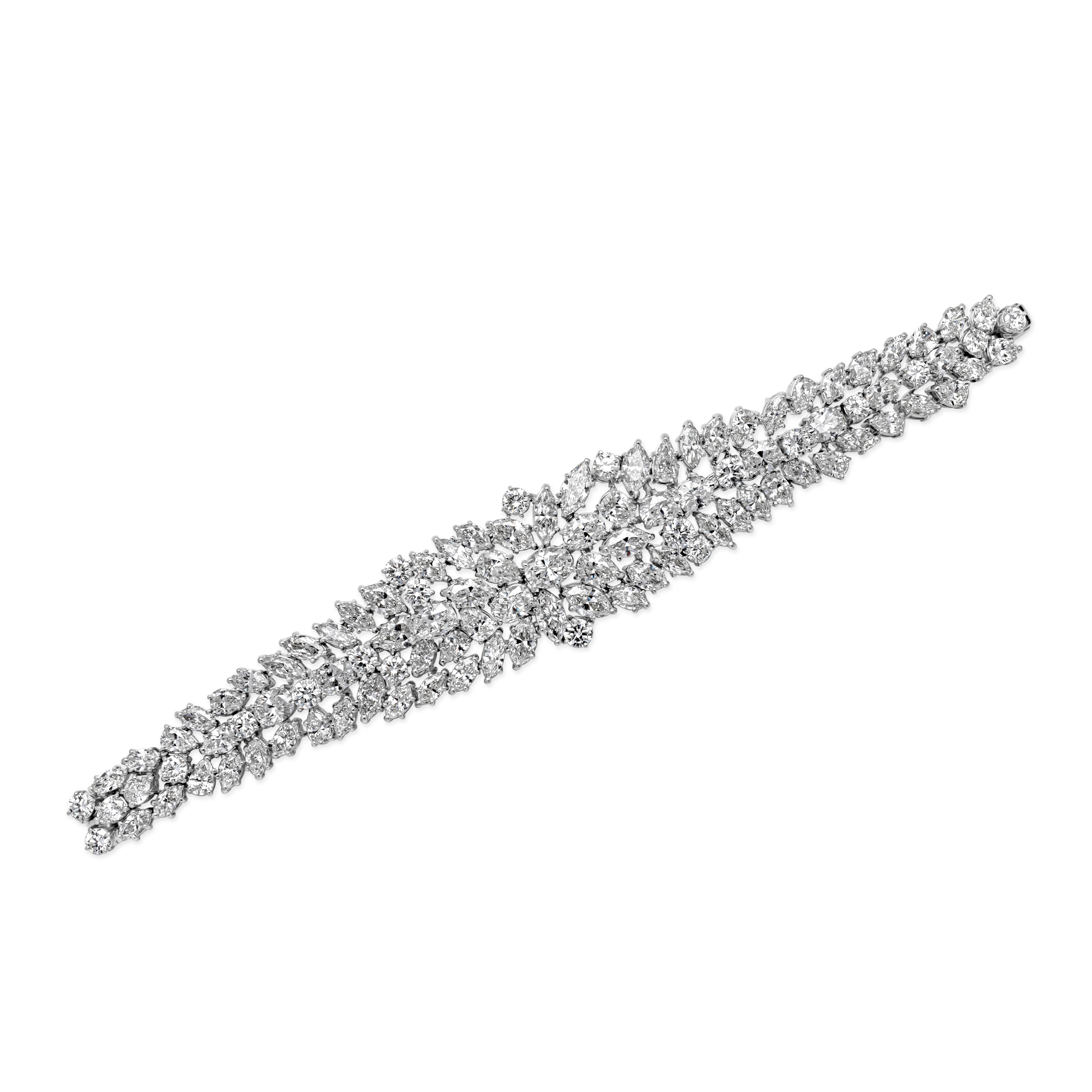 Contemporary Roman Malakov 53.80 Carats Total Fancy Cut Diamond Modern Bracelet For Sale