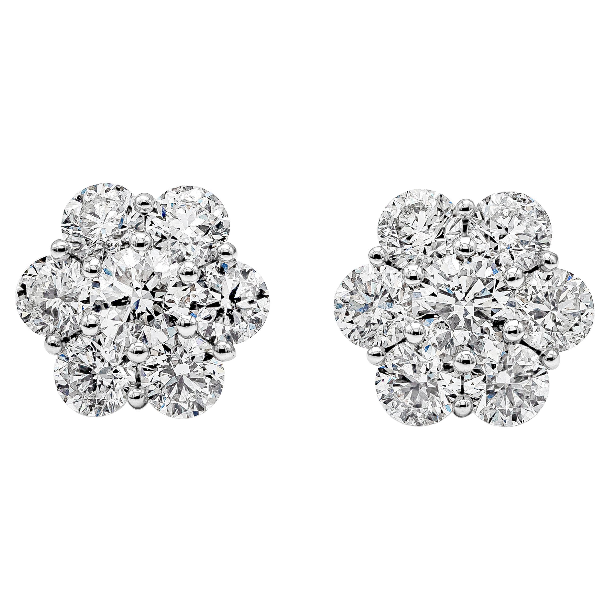 Roman Malakov 4.66 Carats Total Brilliant Round Shape Diamond Stud Earrings For Sale