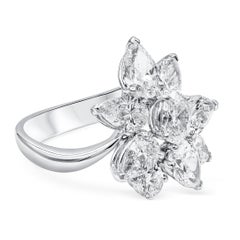 Roman Malakov 4.66 Carats Total Mixed Cut Diamond Flower Cluster Fashion Ring