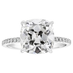 GIA Certified 4.69 Carats Cushion Brilliant Cut Diamond Engagement Ring 