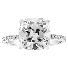 Bague de fiançailles certifiée GIA, 4,69 carats, diamant taille brillant coussin