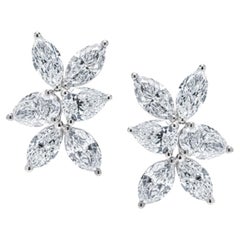 Roman Malakov Diamonds 4.71 Carats Marquise 
Pear Shape Earrings in White Gold