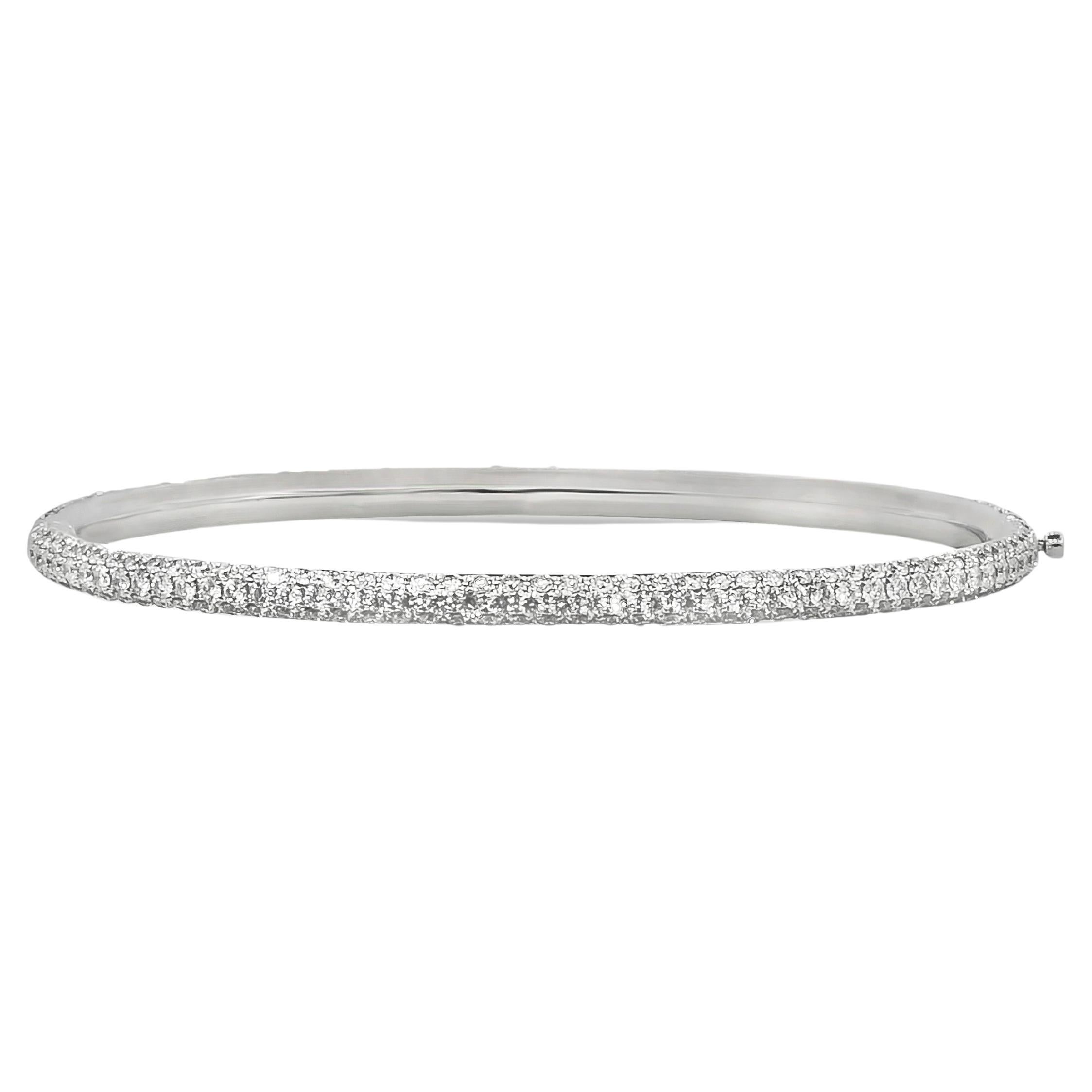 Roman Malakov 4.76 Carat Total Round Cut Diamond Eternity Bangle Bracelet For Sale