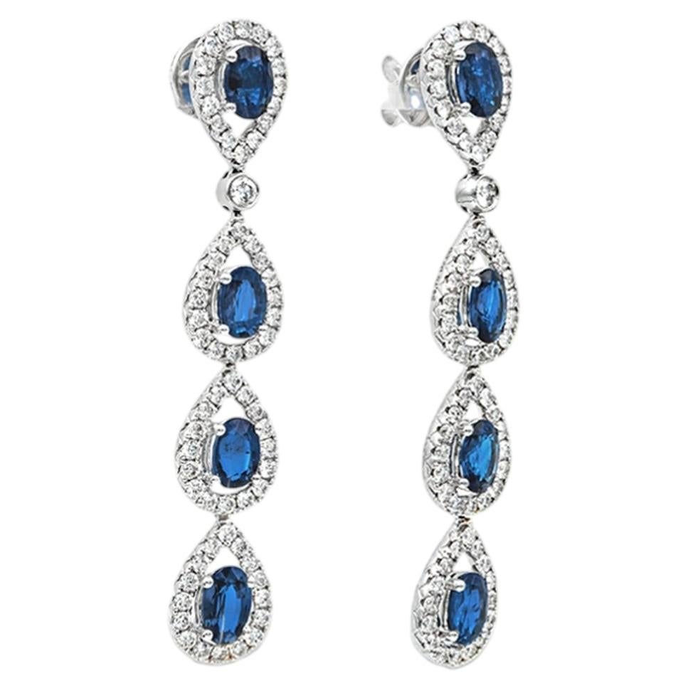 Roman Malakov 4.78 Carats Total Oval-Cut Sapphire & Diamond Earrings