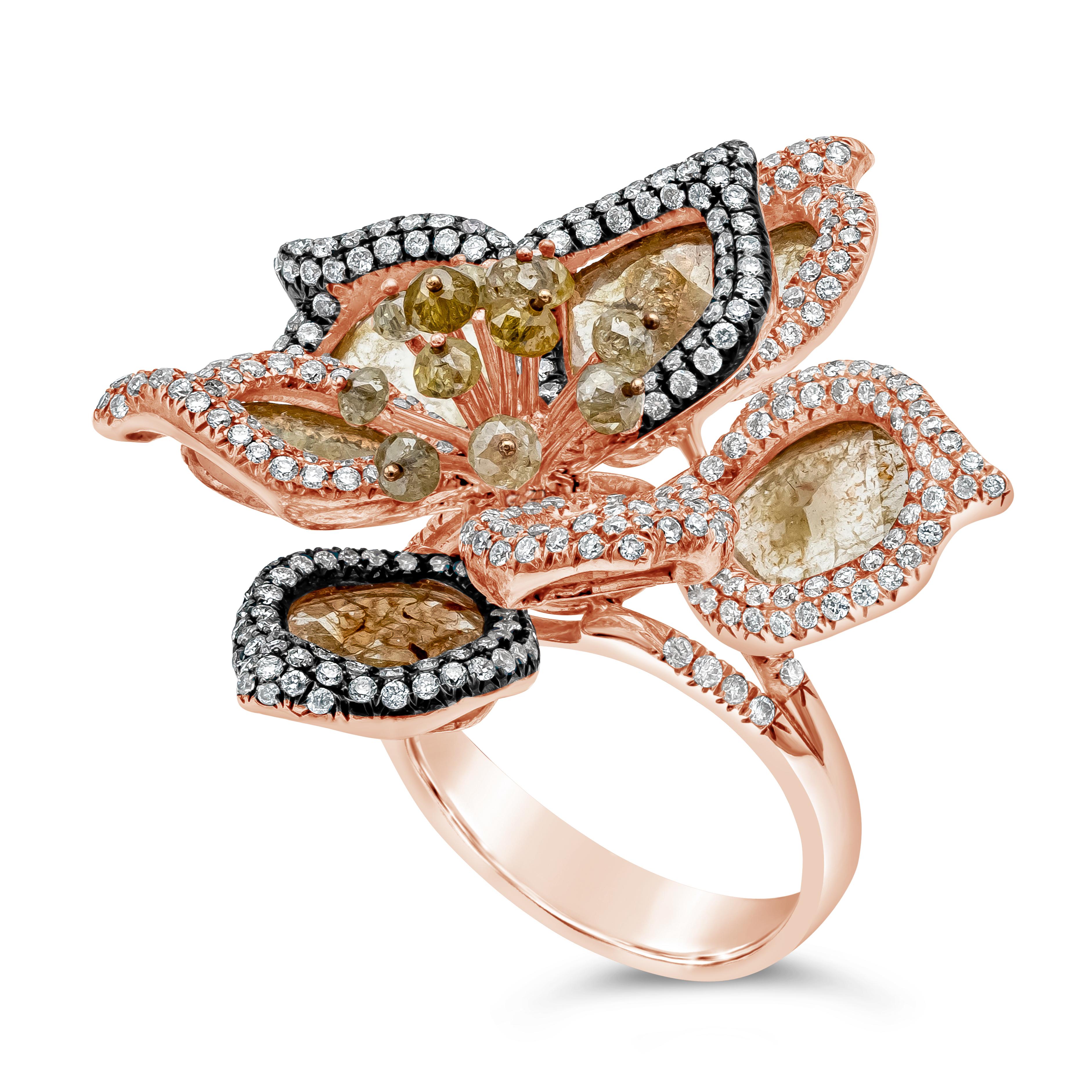 Roman Malakov 4.79 Carat Total Diamond Sliced Flower-Motif Fashion Ring (Rundschliff) im Angebot